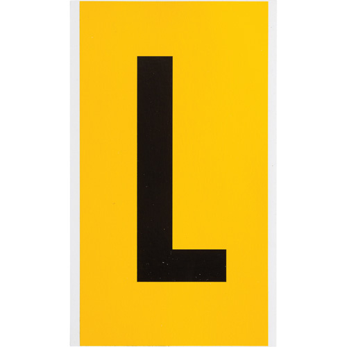 Brady  1570-L  Individual Number and Letter Label, L, 6" H, Black on Yellow - Each