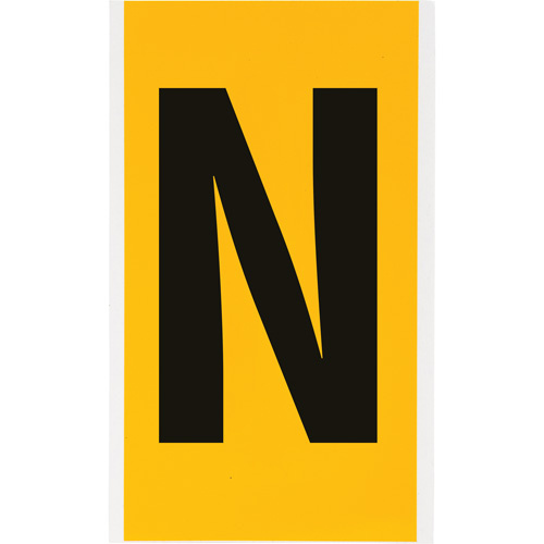 Brady  1570-N  Individual Number & Letter Label, N, 6" H, Black on Yellow - Each