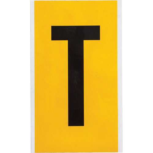 Brady  1570-T  Individual Number & Letter Label, T, 6" H, Black on Yellow - Each