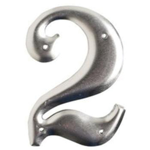 Brady  1600-2  Aluminum Embossed Number and Letter Labels, 2, 3" H, Silver - Pack of 10