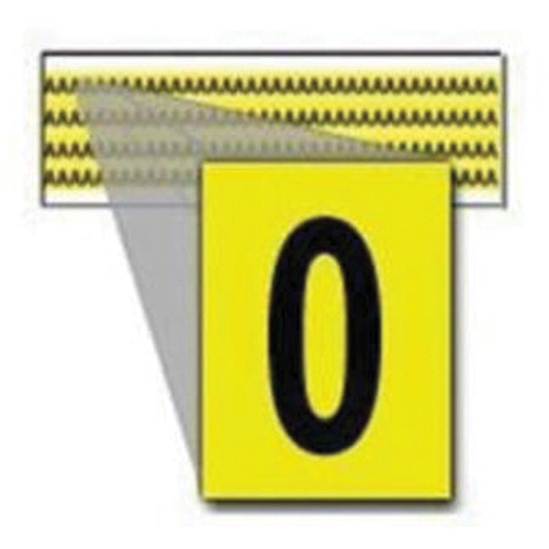 Brady  3400-0  Repositionable Individual Number and Letter Labels, 0, 1/4" H, Black on Yellow - Each