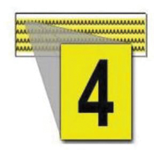 Brady  3400-4  Repositionable Individual Number and Letter Labels, 4, 1/4" H, Black on Yellow - Each