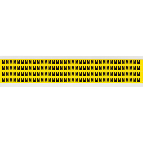 Brady  3400-M  Repositionable Individual Number & Letter Labels, M, 1/4" H, Black on Yellow - Each
