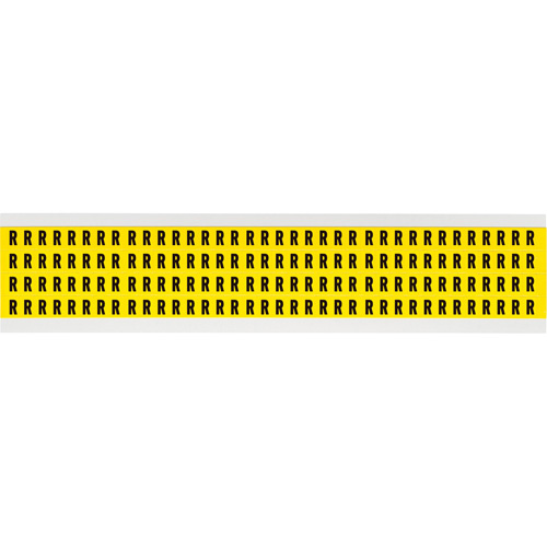 Brady  3400-R  Repositionable Individual Number & Letter Labels, R, 1/4" H, Black on Yellow - Each