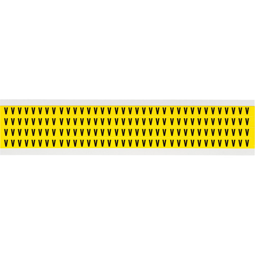 Brady  3400-V  Repositionable Individual Number & Letter Labels, V, 1/4" H, Black on Yellow - Each