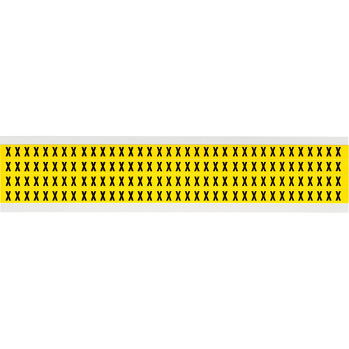 Brady  3400-X  Repositionable Individual Number & Letter Labels, X, 1/4" H, Black on Yellow - Each