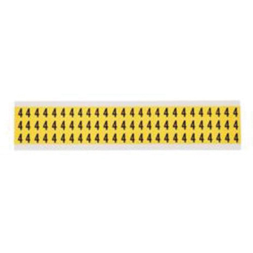 Brady  3410-4  Repositionable Individual Number and Letter Labels, 4, 3/8" H, Black on Yellow - Each