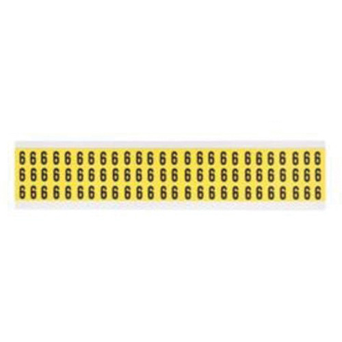 Brady  3410-6  Repositionable Individual Number and Letter Labels, 6, 3/8" H, Black on Yellow - Each