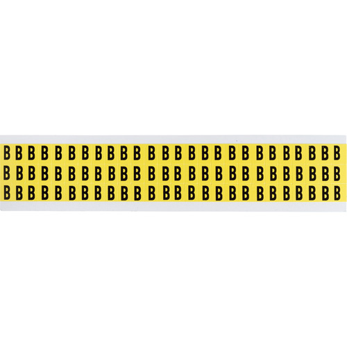 Brady  3410-B  Repositionable Individual Number and Letter Labels, B, 3/8" H, Black on Yellow - Each
