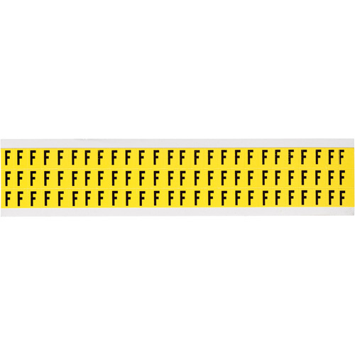 Brady  3410-F  Repositionable Individual Number and Letter Labels, F, 3/8" H, Black on Yellow - Each