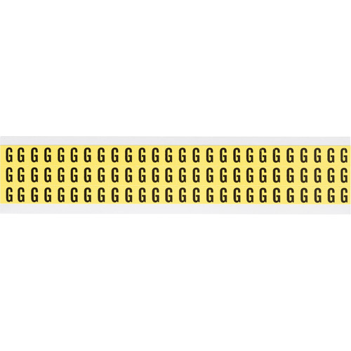 Brady  3410-G  Repositionable Individual Number and Letter Labels, G, 3/8" H, Black on Yellow - Each