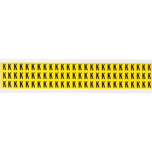 Brady  3410-K  Repositionable Individual Number and Letter Labels, K, 3/8" H, Black on Yellow - Each