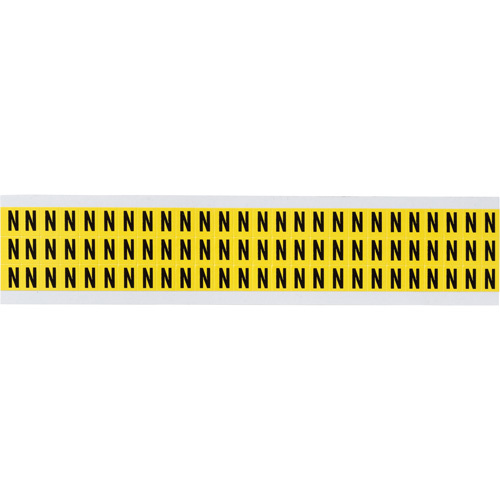 Brady  3410-N  Repositionable Individual Number & Letter Labels, N, 3/8" H, Black on Yellow - Each