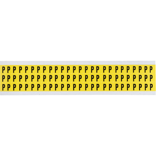 Brady  3410-P  Repositionable Individual Number & Letter Labels, P, 3/8" H, Black on Yellow - Each