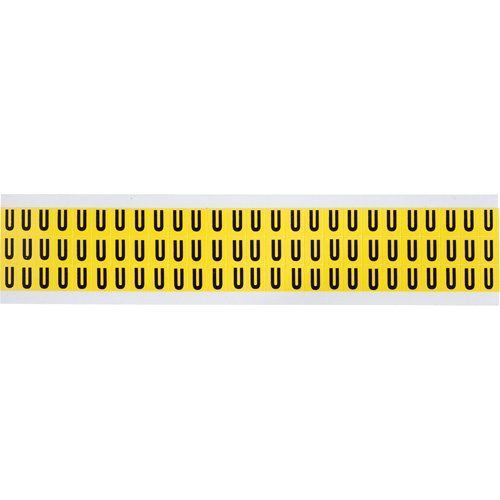 Brady  3410-U  Repositionable Individual Number & Letter Labels, U, 3/8" H, Black on Yellow - Each