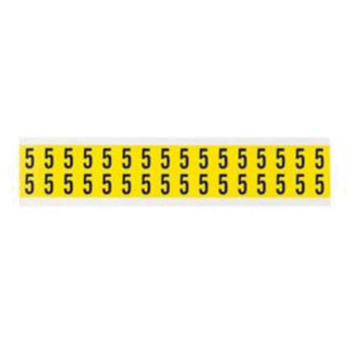 Brady  3420-5  Repositionable Individual Number and Letter Labels, 5, 5/8" H, Black on Yellow - Each