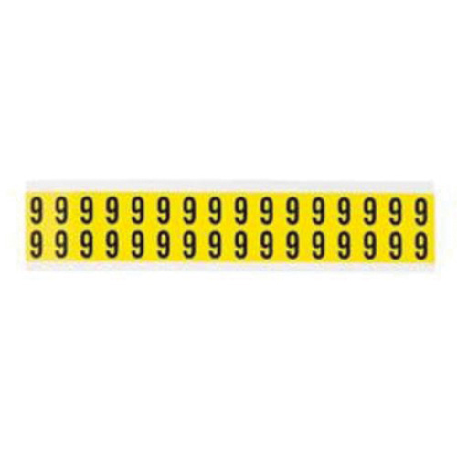 Brady  3420-6  Repositionable Individual Number and Letter Labels, 6, 5/8" H, Black on Yellow - Each