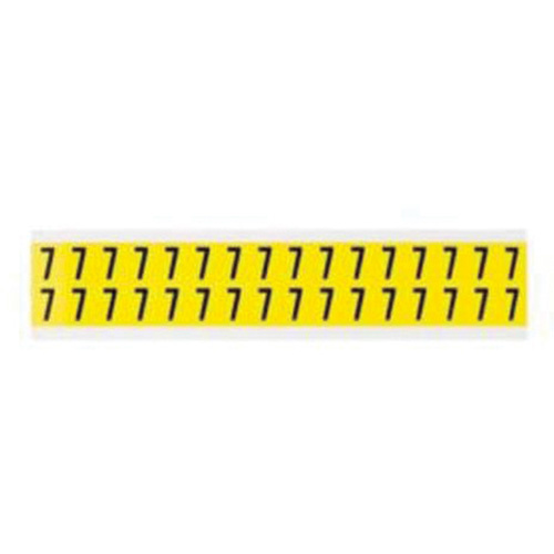 Brady  3420-7  Repositionable Individual Number and Letter Labels, 7, 5/8" H, Black on Yellow - Each