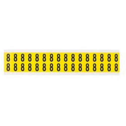 Brady  3420-8  Repositionable Individual Number and Letter Labels, 8, 5/8" H, Black on Yellow - Each
