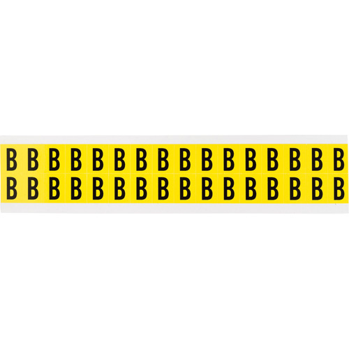 Brady  3420-B  Repositionable Individual Number and Letter Labels, B, 5/8" H, Black on Yellow - Each