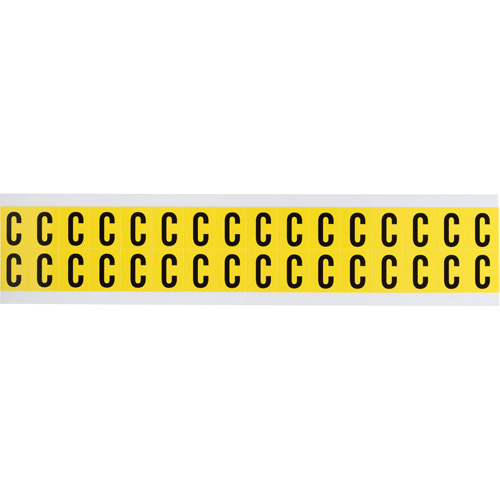 Brady  3420-C  Repositionable Individual Number and Letter Labels, C, 5/8" H, Black on Yellow - Each