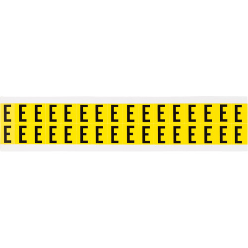 Brady  3420-E  Repositionable Individual Number and Letter Labels, E, 5/8" H, Black on Yellow - Each