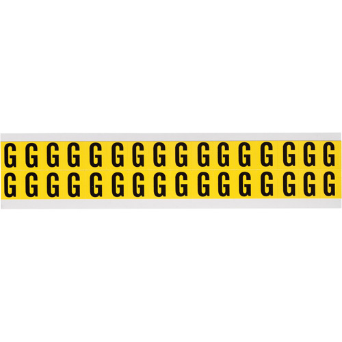 Brady  3420-G  Repositionable Individual Number and Letter Labels, G, 5/8" H, Black on Yellow - Each