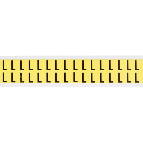 Brady  3420-L  Repositionable Individual Number and Letter Labels, L, 5/8" H, Black on Yellow - Each