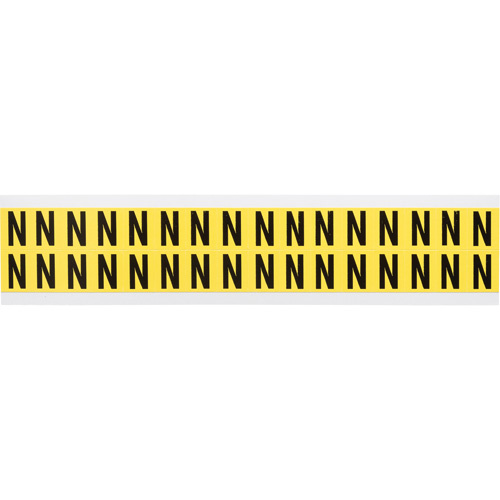 Brady  3420-N  Repositionable Individual Number & Letter Labels, N, 5/8" H, Black on Yellow - Each