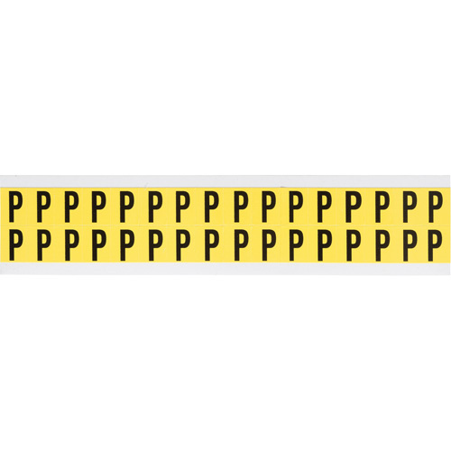 Brady  3420-P  Repositionable Individual Number & Letter Labels, P, 5/8" H, Black on Yellow - Each