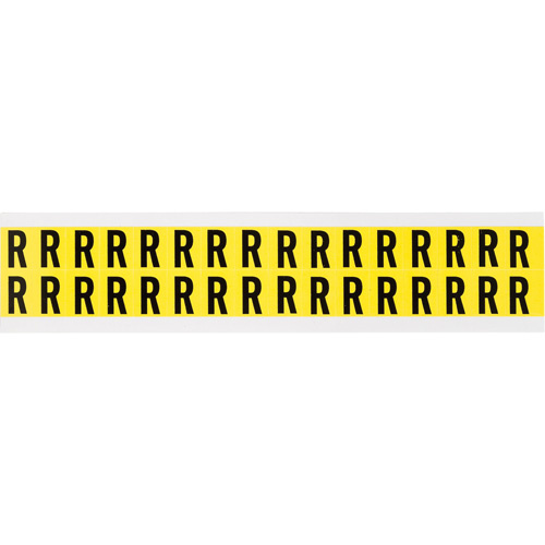 Brady  3420-R  Repositionable Individual Number & Letter Labels, R, 5/8" H, Black on Yellow - Each