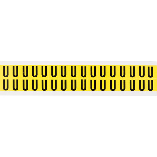 Brady  3420-U  Repositionable Individual Number & Letter Labels, U, 5/8" H, Black on Yellow - Each