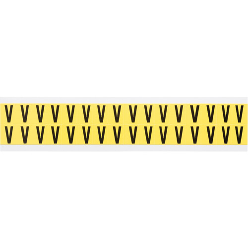 Brady  3420-V  Repositionable Individual Number & Letter Labels, V, 5/8" H, Black on Yellow - Each