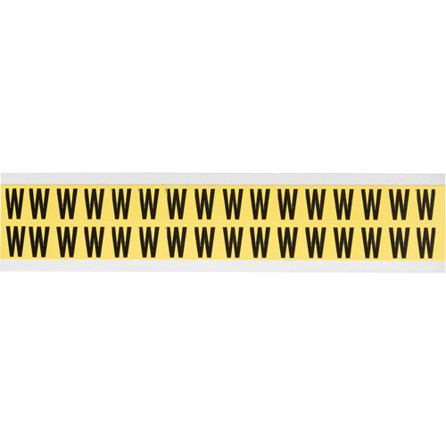 Brady  3420-W  Repositionable Individual Number & Letter Labels, W, 5/8" H, Black on Yellow - Each