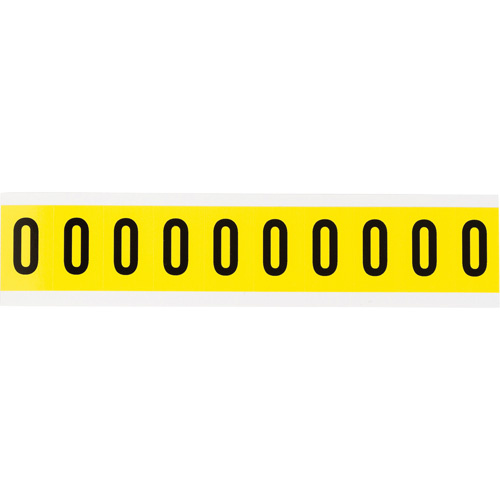 Brady  3430-0  Repositionable Individual Number and Letter Labels, 0, 1" H, Black on Yellow - Each