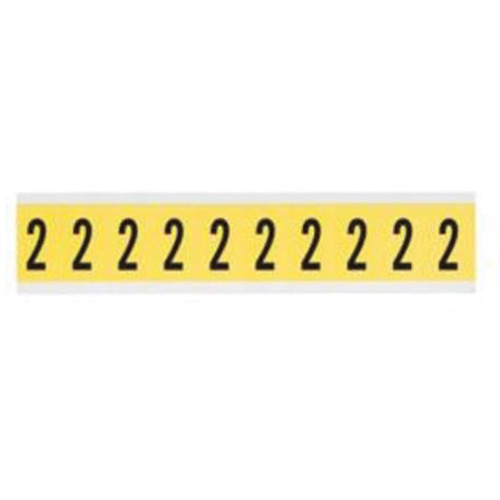 Brady  3430-2  Repositionable Individual Number and Letter Labels, 2, 1" H, Black on Yellow - Each