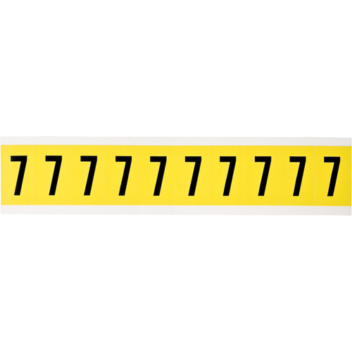 Brady  3430-7  Repositionable Individual Number and Letter Label, 7, 1" H, Black on Yellow - Each