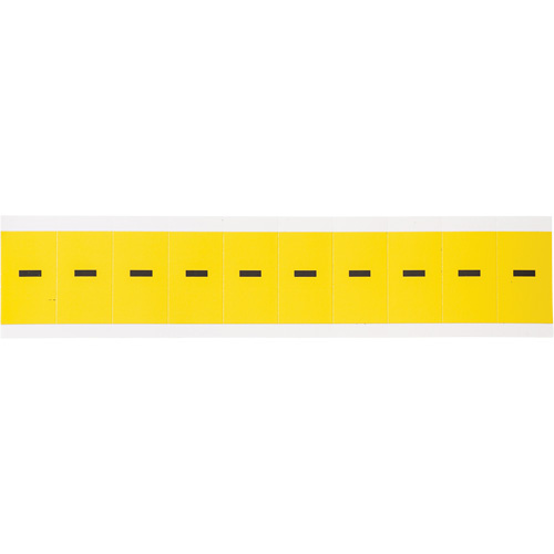 Brady  3430-DSH  Repositionable Individual Number & Letter Labels, Dash (-), 1" H, Black on Yellow - Each