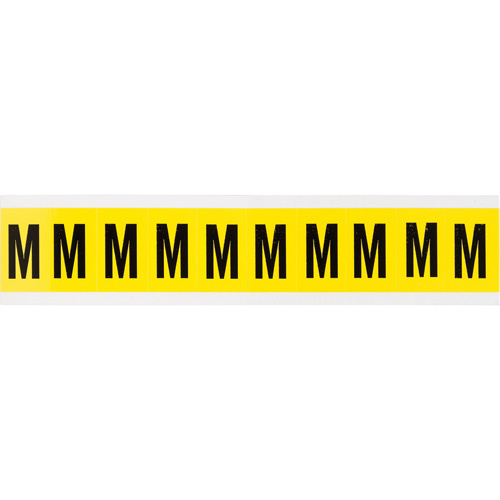 Brady  3430-M  Repositionable Individual Number & Letter Labels, M, 1" H, Black on Yellow - Each