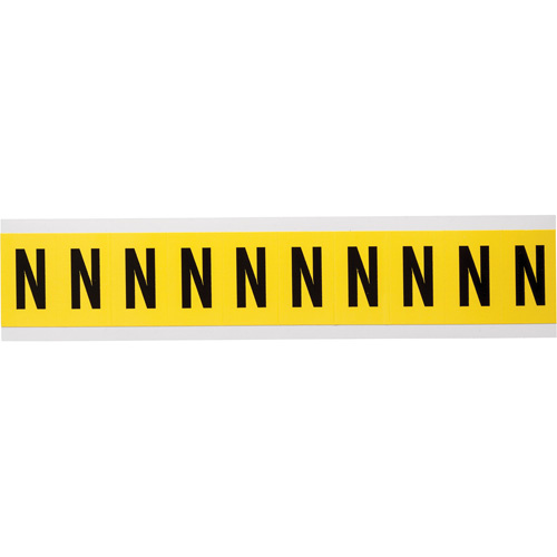 Brady  3430-N  Repositionable Individual Number & Letter Labels, N, 1" H, Black on Yellow - Each