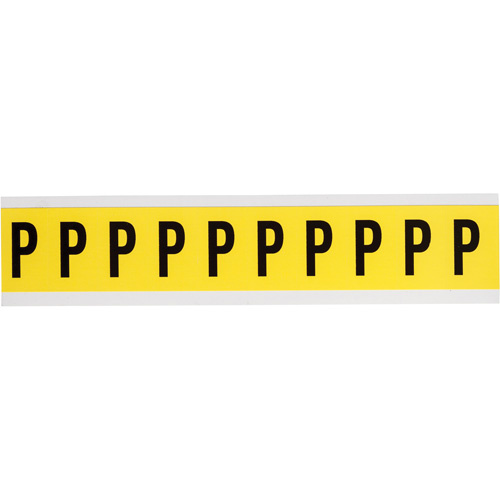 Brady  3430-P  Repositionable Individual Number & Letter Labels, P, 1" H, Black on Yellow - Each