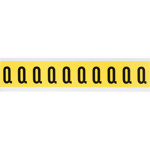Brady  3430-Q  Repositionable Individual Number & Letter Labels, Q, 1" H, Black on Yellow - Each