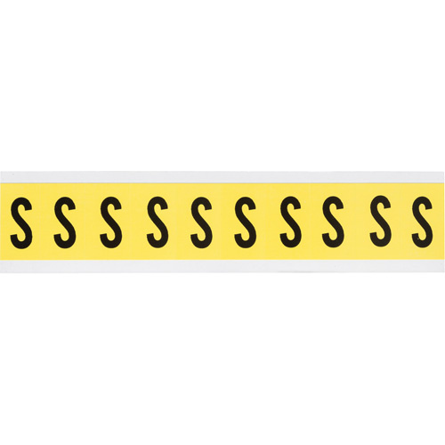 Brady  3430-S  Repositionable Individual Number & Letter Labels, S, 1" H, Black on Yellow - Each