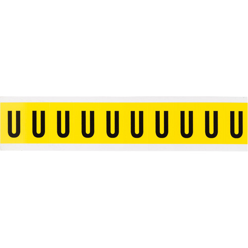 Brady  3430-U  Repositionable Individual Number & Letter Label, U, 1" H, Black on Yellow - Each