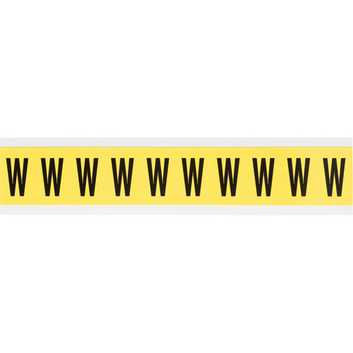 Brady  3430-W  Repositionable Individual Number & Letter Labels, W, 1" H, Black on Yellow - Each