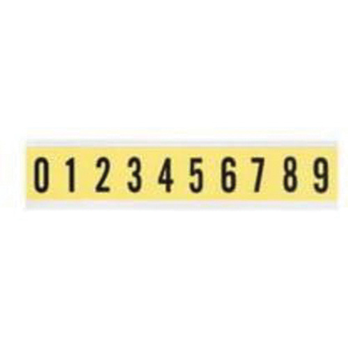 Brady  34310  Repositionable Individual Number and Letter Label Set, 0 to 9, 1" H, Black on Yellow - Each