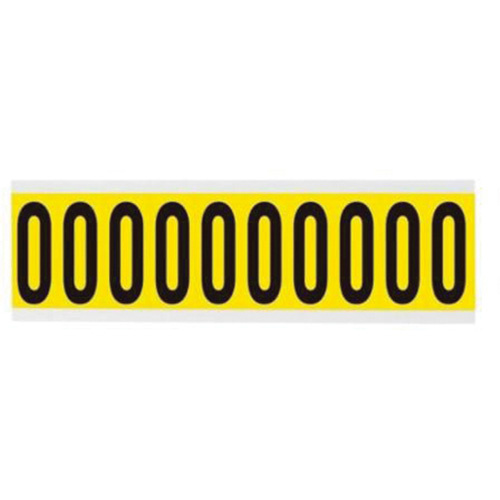 Brady  3440-0  Repositionable Individual Number and Letter Labels, 0, 2" H, Black on Yellow - Each