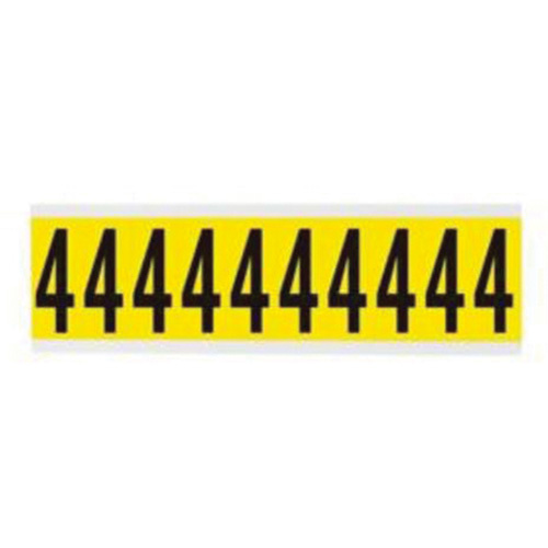 Brady  3440-4  Repositionable Individual Number and Letter Labels, 4, 2" H, Black on Yellow - Each
