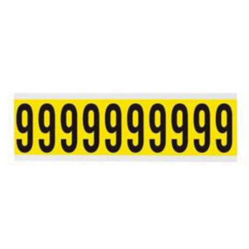 Brady  3440-9  Repositionable Individual Number and Letter Labels, 9, 2" H, Black on Yellow - Each