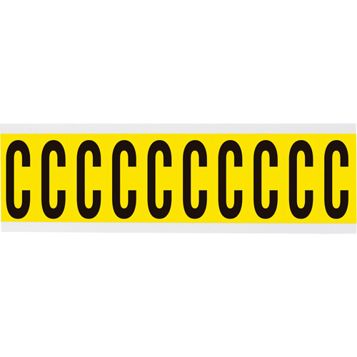 Brady  3440-C  Repositionable Individual Number and Letter Label, C, 2" H, Black on Yellow - Each